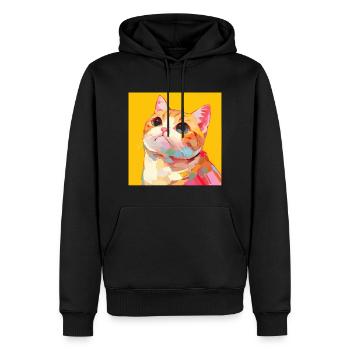 Chat, Motif De Chat - Sweat à capuche Premium bio Homme - noir - Devant - Nico (187cm)