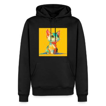 Chat, Motif De Chat - Sweat à capuche Premium bio Homme - noir - Devant - Nico (187cm)