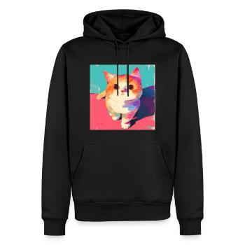 Chat, Motif De Chat - Sweat à capuche Premium bio Homme - noir - Devant - Nico (187cm)