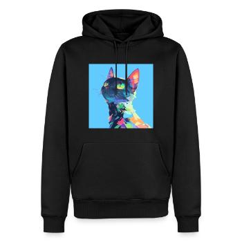 Cat, Cat Motif - Men’s Premium Organic Hoodie - black - Front - Nico (187cm)