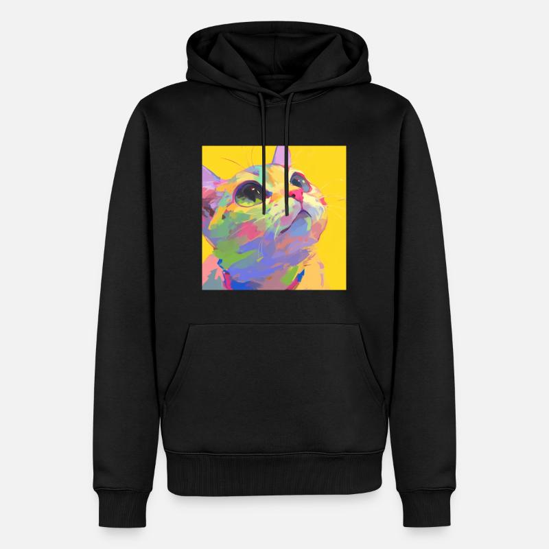 Chat, Motif De Chat - Sweat à capuche Premium bio Homme - noir