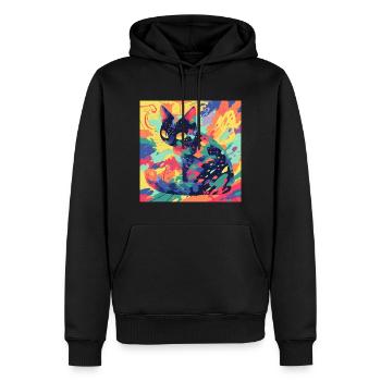 Chat, Motif De Chat - Sweat à capuche Premium bio Homme - noir - Devant - Nico (187cm)