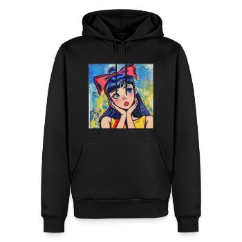 Anime, Fille, Rétro, Waifu, Japon, Années 60 - Sweat à capuche Premium bio Homme - noir - Devant - Nico (187cm)