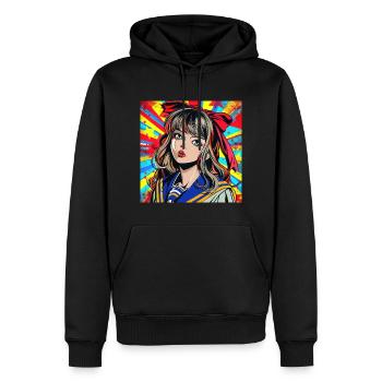Anime, Fille, Rétro, Waifu, Japon - Sweat à capuche Premium bio Homme - noir - Devant - Nico (187cm)
