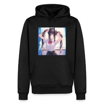 anime, schulmädchen, waifu, japan - Männer Premium Bio Hoodie - Schwarz - Vorne - Nico (187cm)