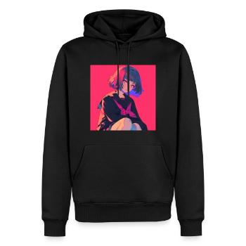 anime, schulmädchen, waifu, japan - Männer Premium Bio Hoodie - Schwarz - Vorne - Nico (187cm)