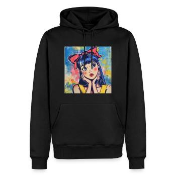 Anime, Waifu, Japon - Sweat à capuche Premium bio Homme - noir - Devant - Nico (187cm)