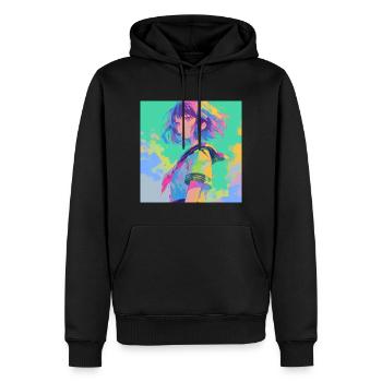 Anime, Écolière, Waifu, Japon - Sweat à capuche Premium bio Homme - noir - Devant - Nico (187cm)
