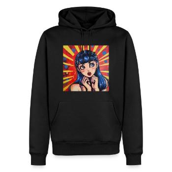 Anime, Waifu, Japon - Sweat à capuche Premium bio Homme - noir - Devant - Nico (187cm)
