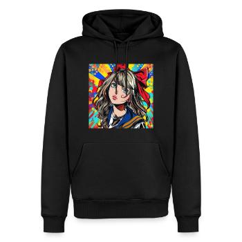Anime, Waifu, Japon - Sweat à capuche Premium bio Homme - noir - Devant - Nico (187cm)