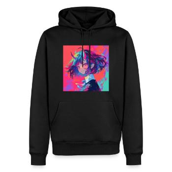 Anime, Fille Démon, Waifu, Japon - Sweat à capuche Premium bio Homme - noir - Devant - Nico (187cm)