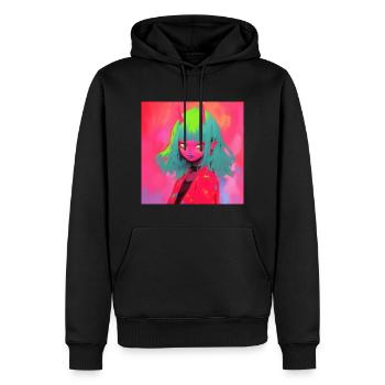 Anime, Fille Démon, Waifu, Japon - Sweat à capuche Premium bio Homme - noir - Devant - Nico (187cm)