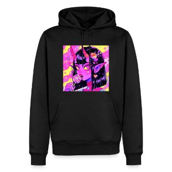 Anime, Fille Démon, Waifu, Japon - Sweat à capuche Premium bio Homme - noir - Devant - Nico (187cm)