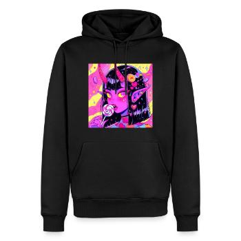 Anime, Fille Démon, Waifu, Japon - Sweat à capuche Premium bio Homme - noir - Devant - Nico (187cm)
