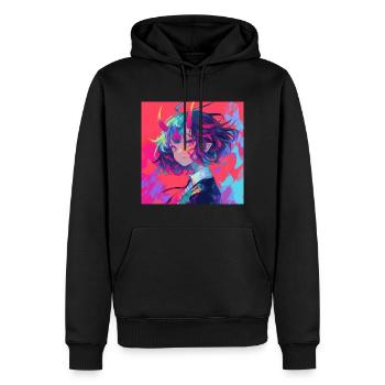 anime demon, waifu, japan - Männer Premium Bio Hoodie - Schwarz - Vorne - Nico (187cm)