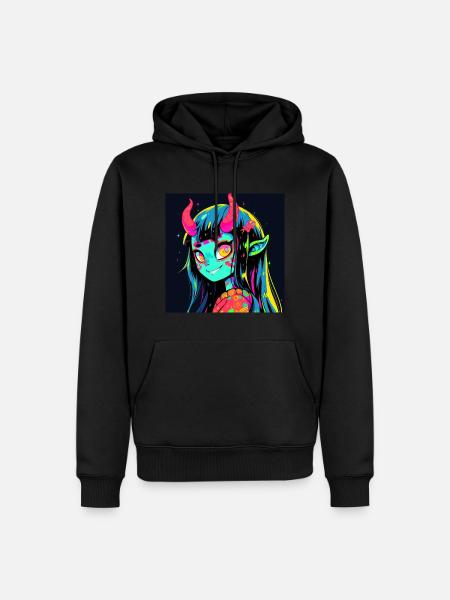 anime demon, waifu, japan - Männer Premium Bio Hoodie - Schwarz