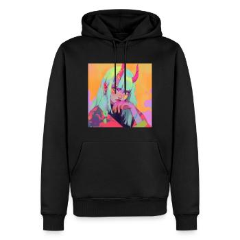 Anime, Fille Démon, Waifu, Japon - Sweat à capuche Premium bio Homme - noir - Devant - Nico (187cm)