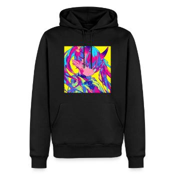Anime, Fille Démon, Waifu, Japon - Sweat à capuche Premium bio Homme - noir - Devant - Nico (187cm)
