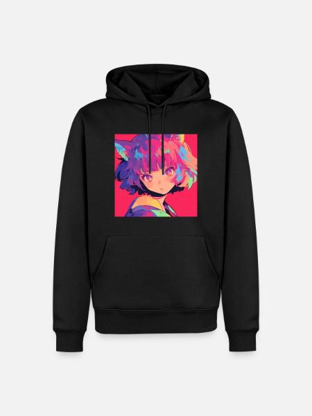Anime, Kattenmeisje, Waifu, Japan - Mannen Premium Bio hoodie - zwart