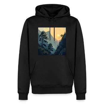 Mountains, Landscape, Nature, Trees, Sun - Men’s Premium Organic Hoodie - black - Front - Nico (187cm)