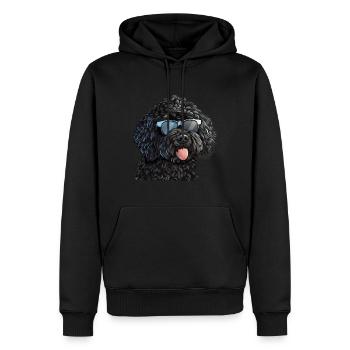 Portugiesischer Wasserhund, Cão de Água Português - Männer Premium Bio Hoodie - Schwarz - Vorne - Nico (187cm)