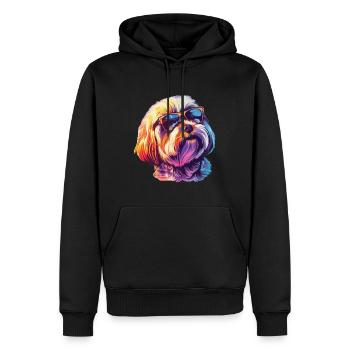 Lhasa Apso, Hund, Sonnenbrille, Sommer, geschenk - Männer Premium Bio Hoodie - Schwarz - Vorne - Nico (187cm)