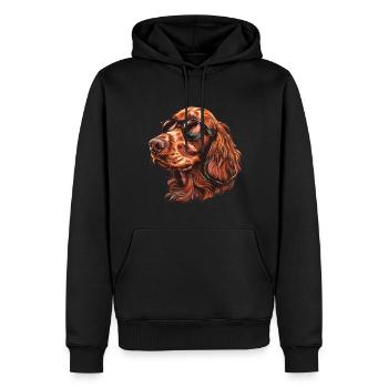 Setter Irlandais, Setter Rouge Irlandais, Chien - Sweat à capuche Premium bio Homme - noir - Devant - Nico (187cm)