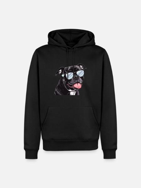 Staffordshire Bullterrier, Hund, Solglasögon - Ekologisk premiumluvtröja herr - svart