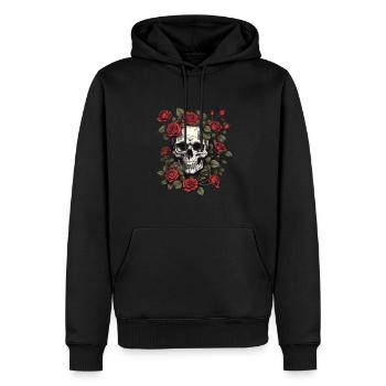Crâne de rose - Sweat à capuche Premium bio Homme - noir - Devant - Nico (187cm)