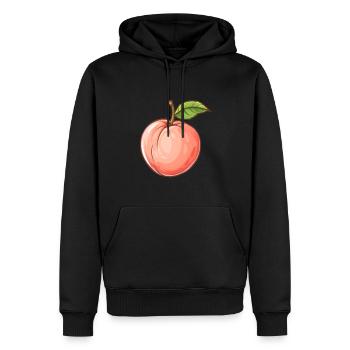 Pfirsich, Peach, Obst, Frucht - Männer Premium Bio Hoodie - Schwarz - Vorne - Nico (187cm)
