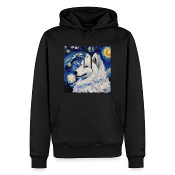 Samojede Samoyed Van Gogh Sternennacht Geschenk - Männer Premium Bio Hoodie - Schwarz - Vorne - Nico (187cm)
