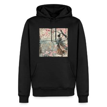 Japanisch, Samurai, Kirschblüte, Kunst, Ukiyo-E, s - Männer Premium Bio Hoodie - Schwarz - Vorne - Nico (187cm)