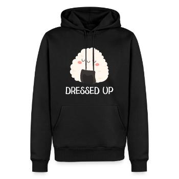 Dressed Up - Niedliches Onigiri - Männer Premium Bio Hoodie - Schwarz - Vorne - Nico (187cm)