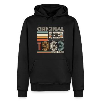Jahrgang 1963 Vintage Geburtstag Retro - Männer Premium Bio Hoodie - Schwarz - Vorne - Nico (187cm)