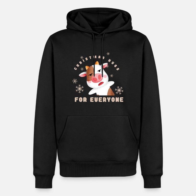 Weihnachts Kuh 2023 hell - Männer Premium Bio Hoodie - Schwarz