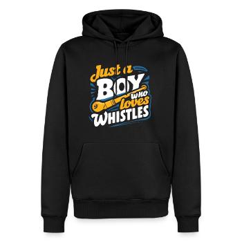 Sifflet en étain - Sweat à capuche Premium bio Homme - noir - Devant - Nico (187cm)