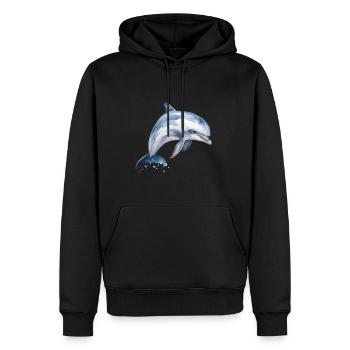 Aquarell Delphin - Männer Premium Bio Hoodie - Schwarz - Vorne - Nico (187cm)