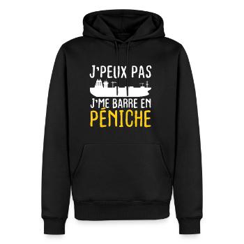 J'peux pas j'me barre en péniche - Sweat à capuche Premium bio Homme - noir - Devant - Nico (187cm)