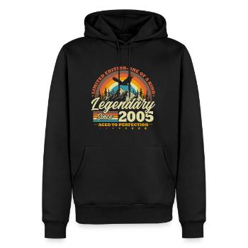 Légendaire depuis 2005 Cadeau d’anniversaire vintage - Sweat à capuche Premium bio Homme - noir - Devant - Nico (187cm)