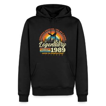 Legendary since 1989 Vintage Birthday Gift - Men’s Premium Organic Hoodie - black - Front - Nico (187cm)