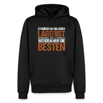 Tout le monde peut étudier - Lagerist Edition - Sweat à capuche Premium bio Homme - noir - Devant - Nico (187cm)