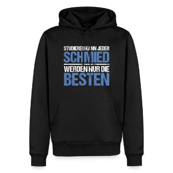 Anyone can study - Schmied Edition - Men’s Premium Organic Hoodie - black - Front - Nico (187cm)