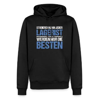 Tout le monde peut étudier - Lagerist Edition - Sweat à capuche Premium bio Homme - noir - Devant - Nico (187cm)