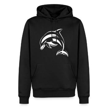 Delfin - Männer Premium Bio Hoodie - Schwarz - Vorne - Nico (187cm)