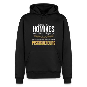Cadeau pour pisciculteur | cadeau original métier - Sweat à capuche Premium bio Homme - noir - Devant - Nico (187cm)