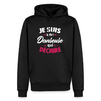 Je suis une Danseuse qui déchire - Sweat à capuche Premium bio Homme - noir - Devant - Nico (187cm)