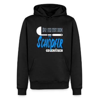 Du stehst dem Schöpfer gegenüber. Koch Chefkoch - Männer Premium Bio Hoodie - Schwarz - Vorne - Nico (187cm)