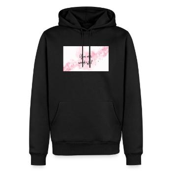 Du bist wunderbar - Männer Premium Bio Hoodie - Schwarz - Vorne - Nico (187cm)