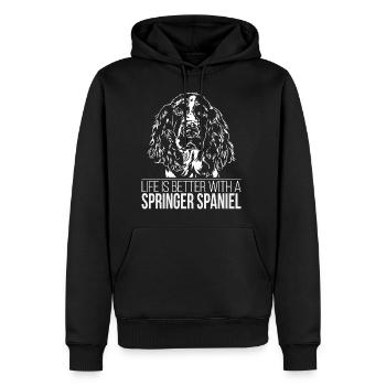 SPRINGER SPANIEL life is better - Männer Premium Bio Hoodie - Schwarz - Vorne - Nico (187cm)