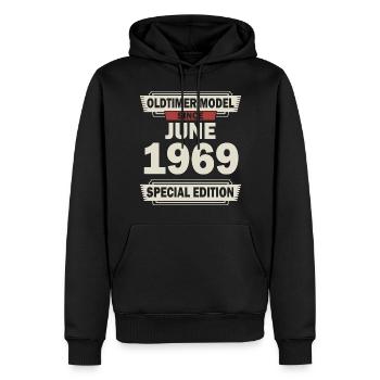 53ème anniversaire Juin né 1969 Idée cadeau - Sweat à capuche Premium bio Homme - noir - Devant - Nico (187cm)